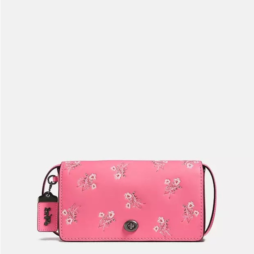Coach Pink Dinky With Floral Bow Print